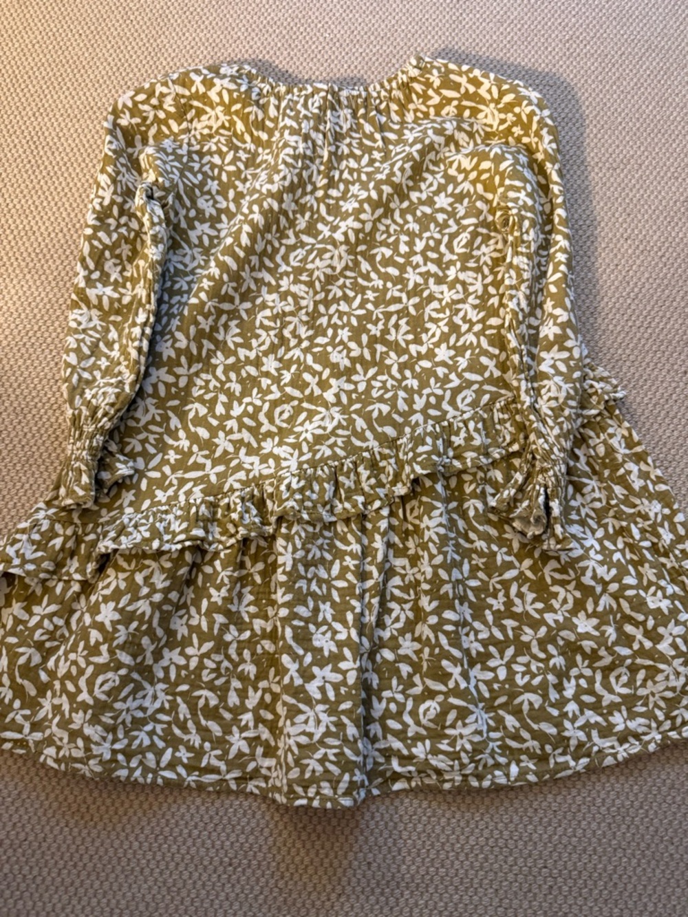 Rylee + Cru Floral Ruffle Tiered Dress in Mustard and White - size 8/9